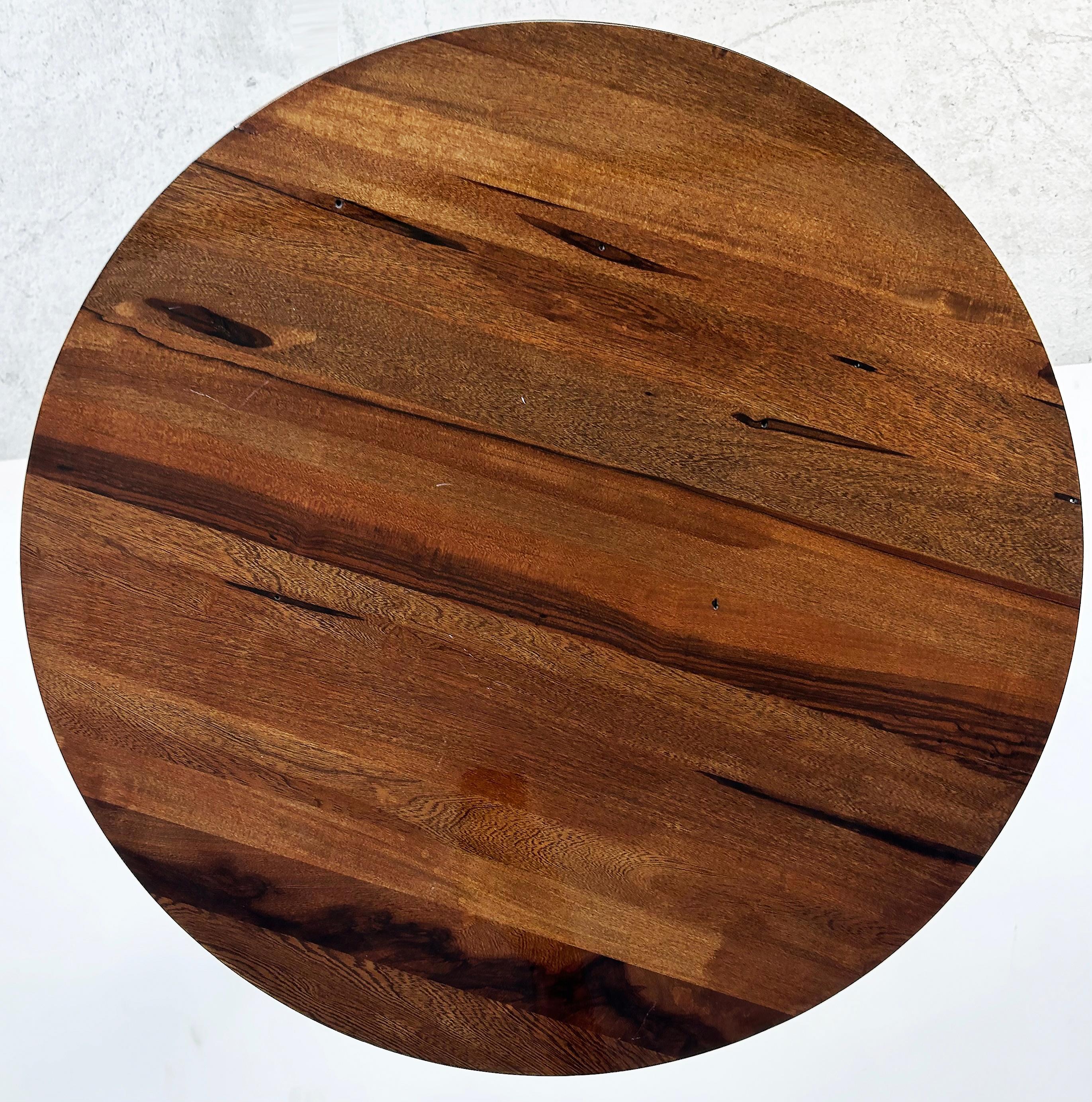 Round Occasional Table with Turned Pedestal Base, Chess Or Tea Table

Offered for sale is an occasional table with a turned wood base that can be used at the end of a sofa or perhaps as a chess  game table with two side chairs pulled up to it. The