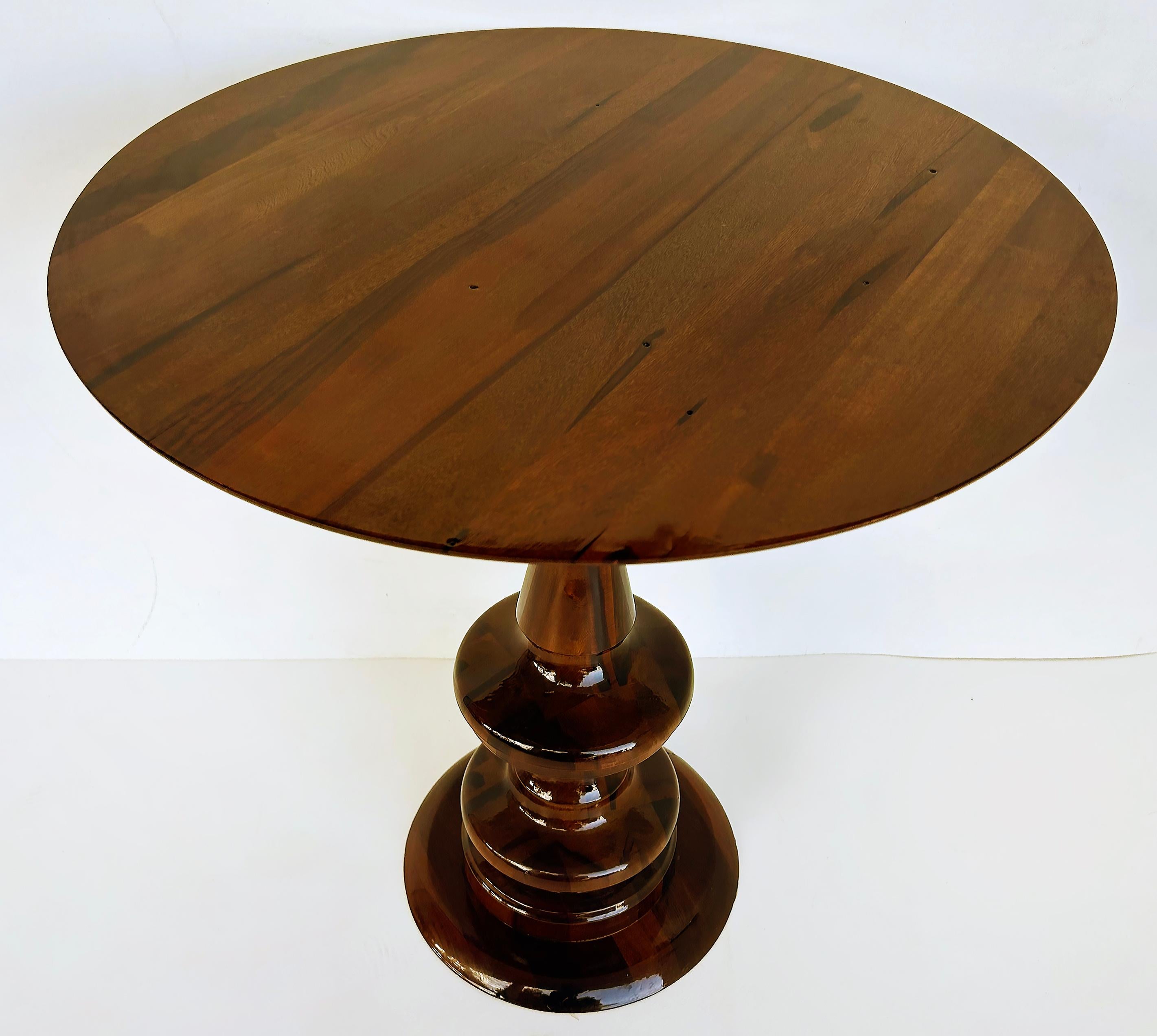 20th Century Round Occasional Table with Turned Pedestal Base, Chess or Tea Table For Sale