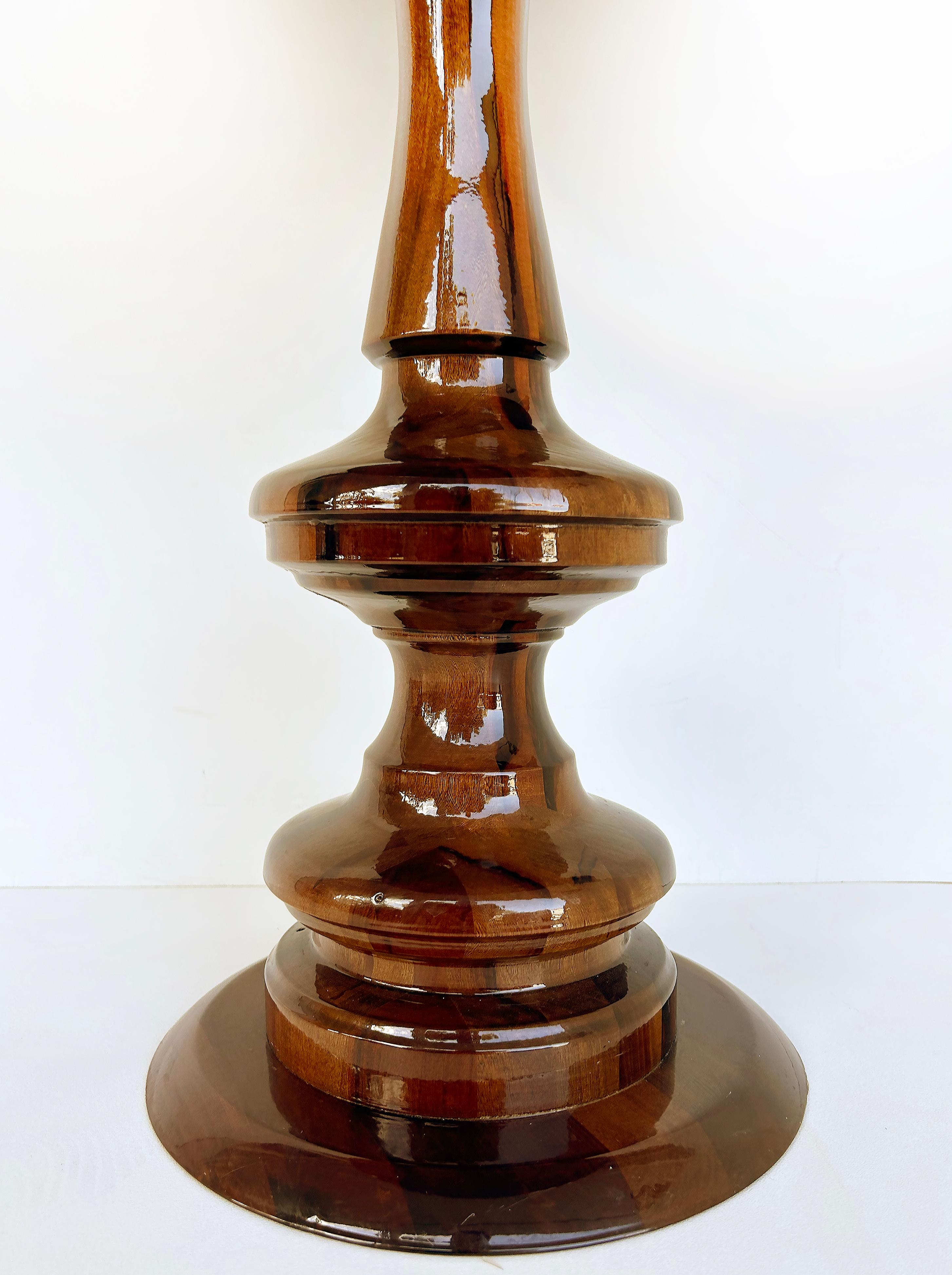 Wood Round Occasional Table with Turned Pedestal Base, Chess or Tea Table For Sale