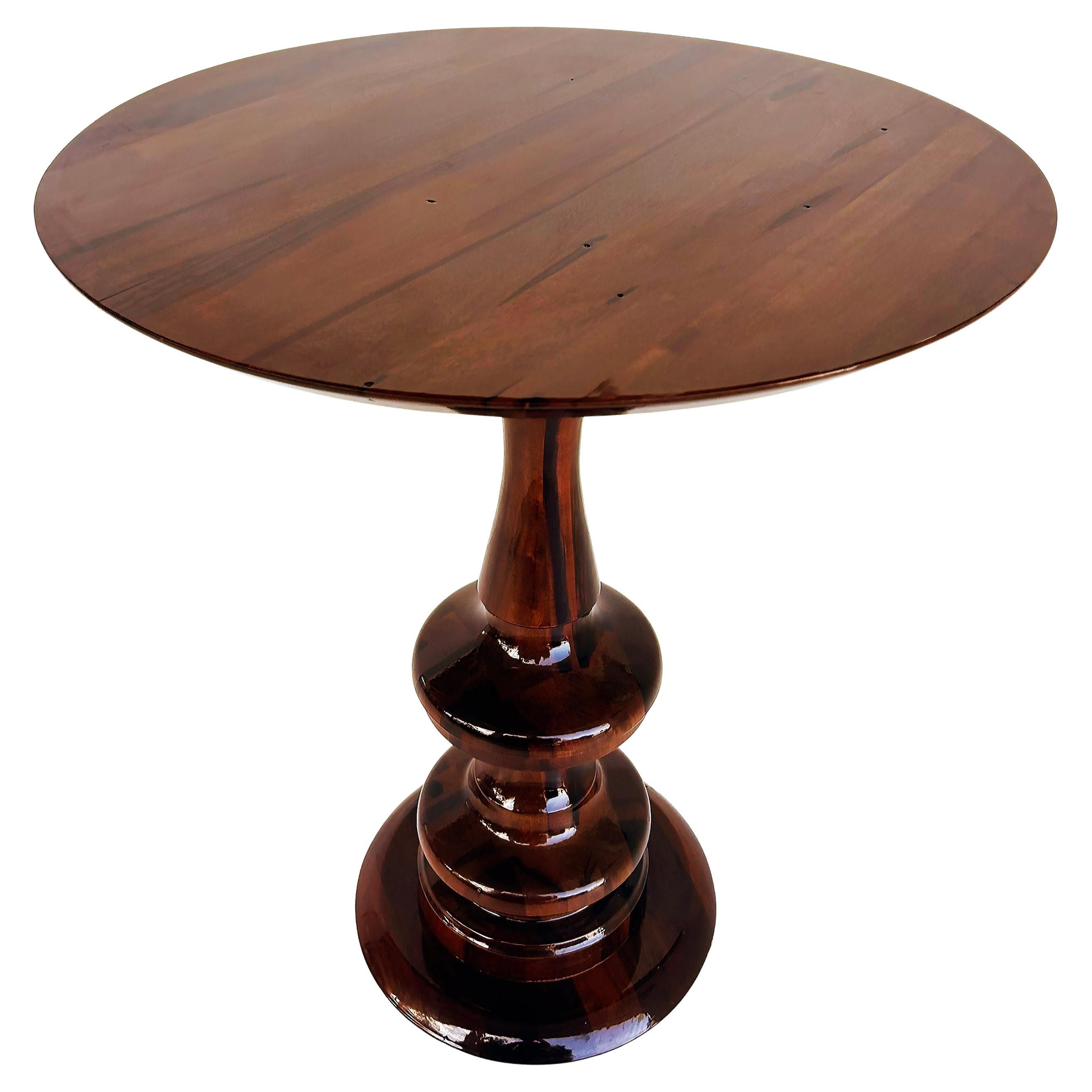 Round Occasional Table with Turned Pedestal Base, Chess or Tea Table For Sale