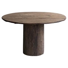 Round Old Wood Dining Table