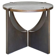 Table d'appoint en acier plié patiné bronze foncé 'Round One' - par Frank Penders