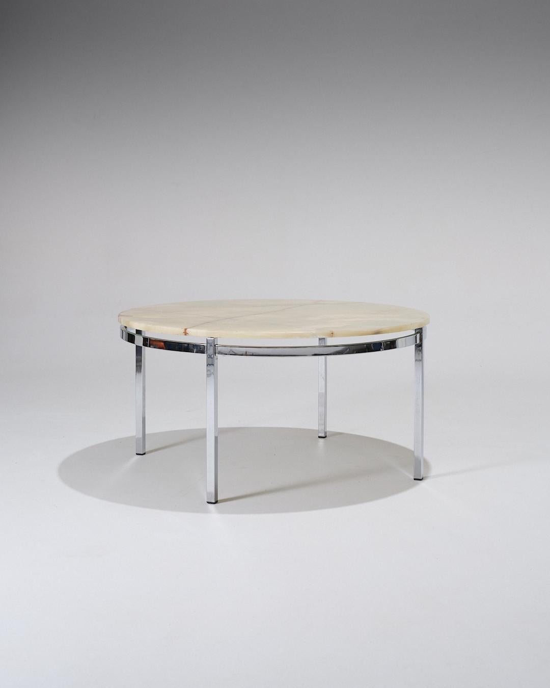Round Onyx and Metal Coffee Table, 1960s For Sale 6