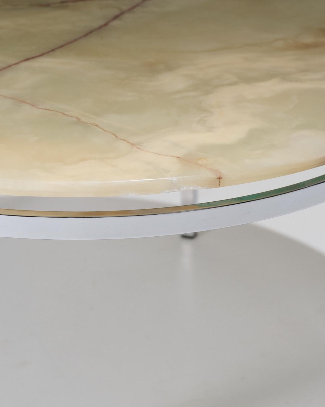 Mid-Century Modern Round Onyx and Metal Coffee Table, 1960s For Sale
