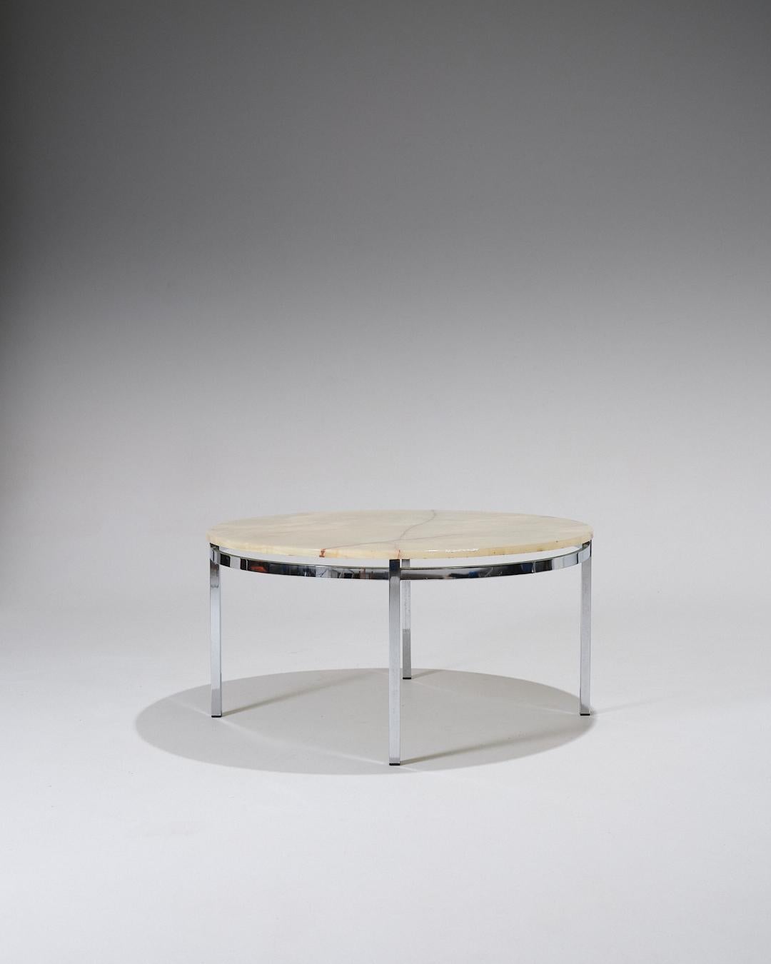 Round Onyx and Metal Coffee Table, 1960s For Sale 1