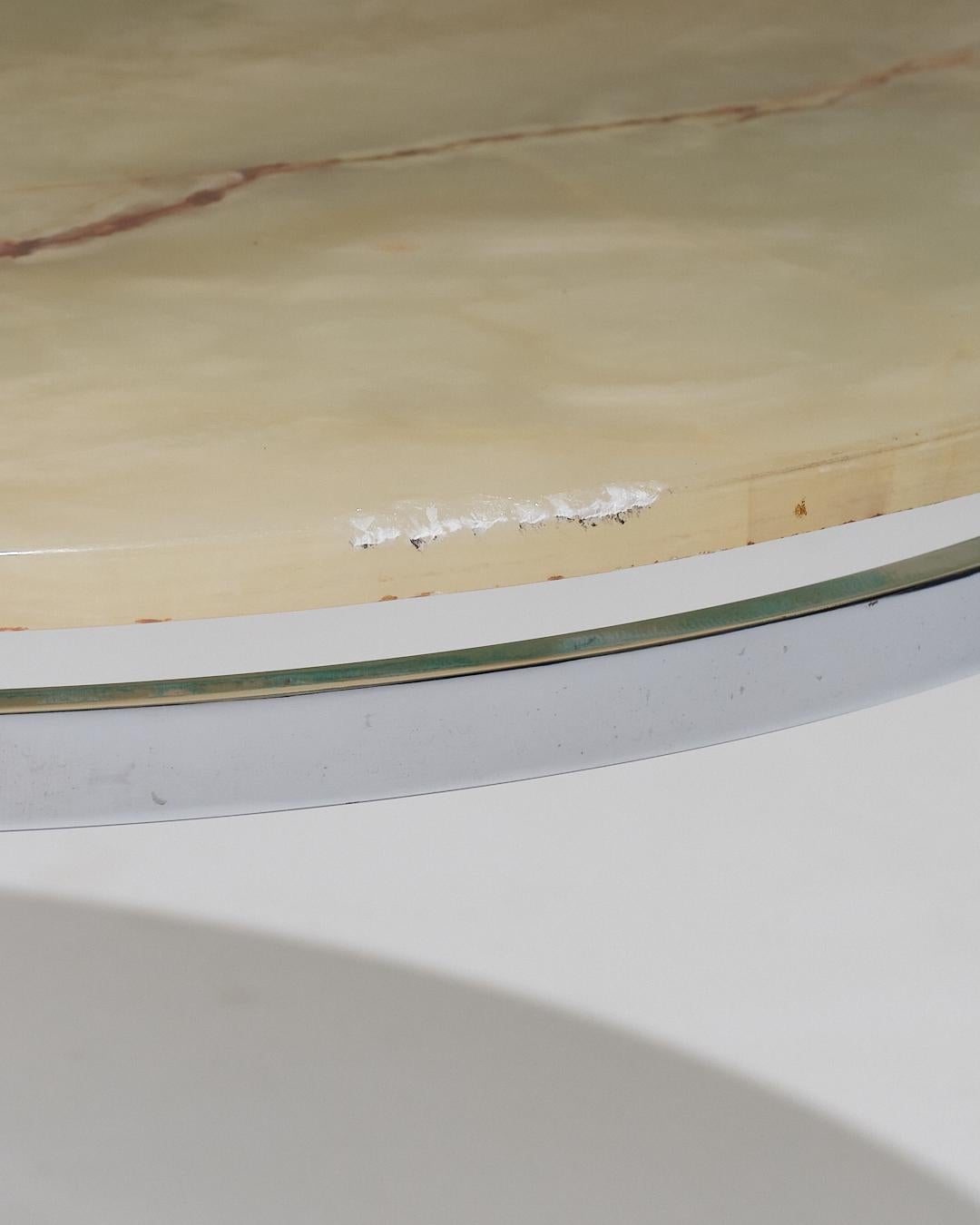 Round Onyx and Metal Coffee Table, 1960s For Sale 2