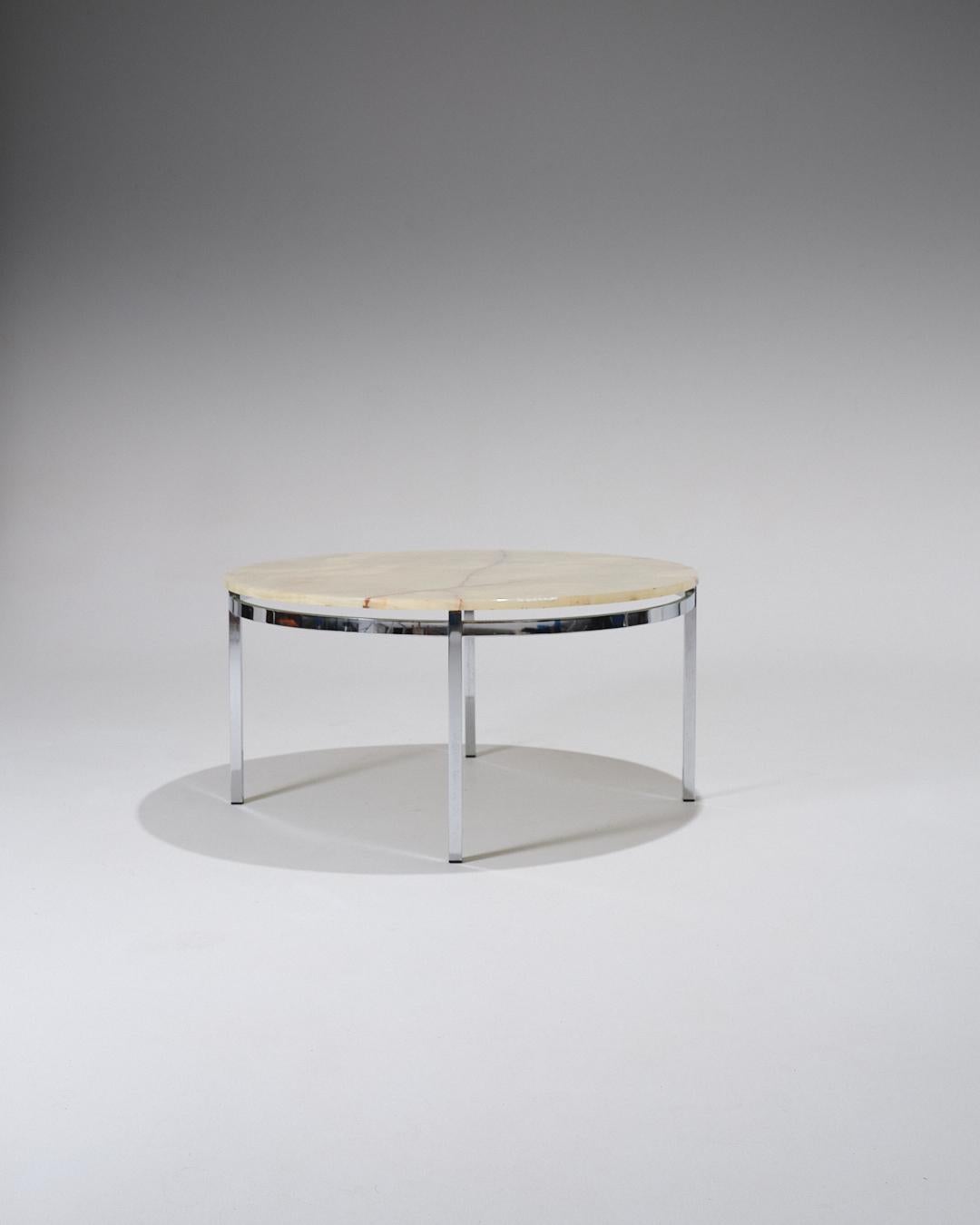 Round Onyx and Metal Coffee Table, 1960s For Sale 3
