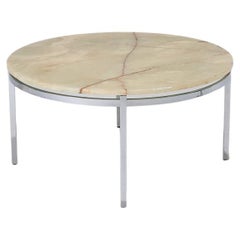 Round Onyx and Metal Coffee Table, 1960s