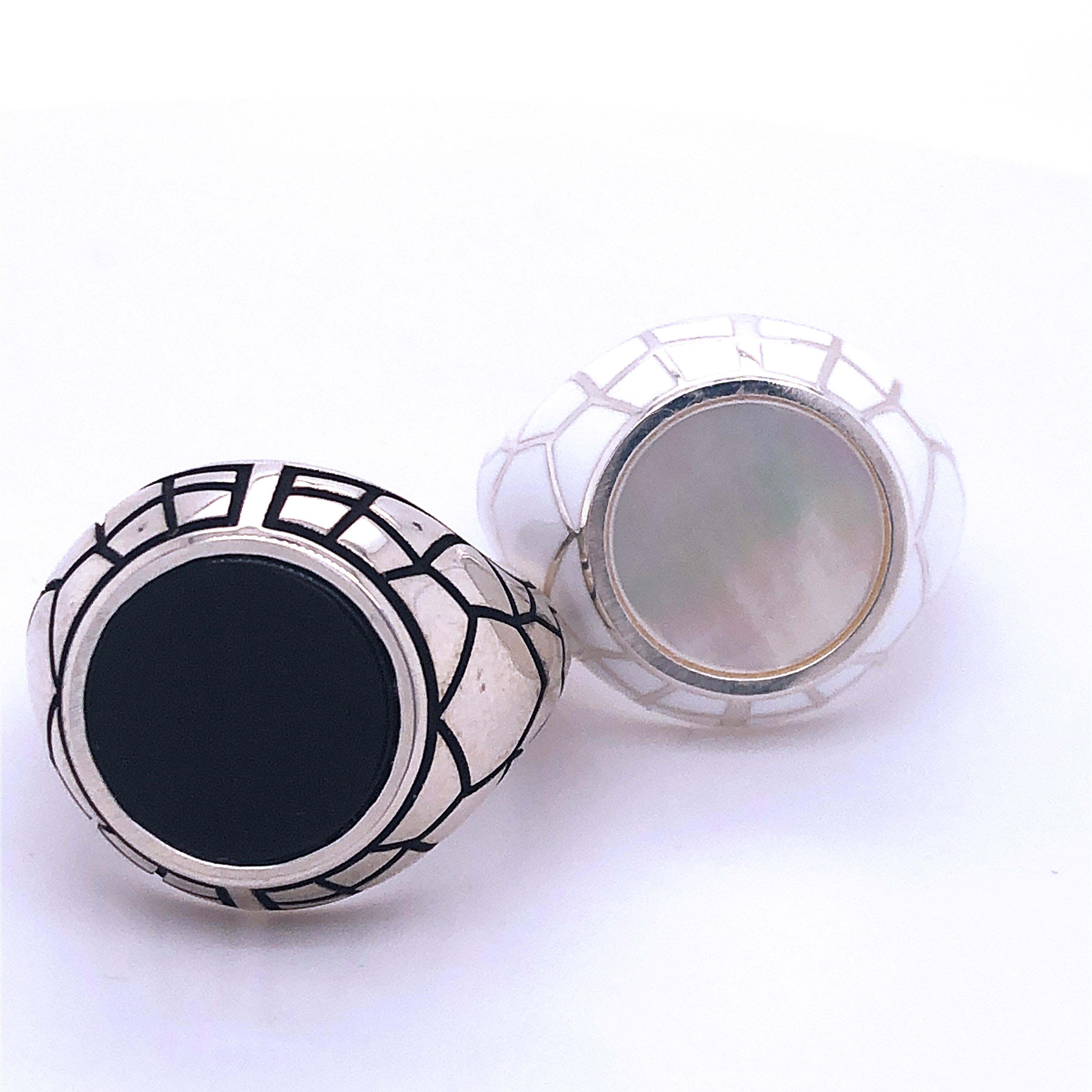 Women's or Men's Berca Round Onyx Black Spiderweb Hand Enameled Sterling Silver Cocktail Ring For Sale