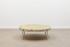 Table basse ronde en marbre et onyx