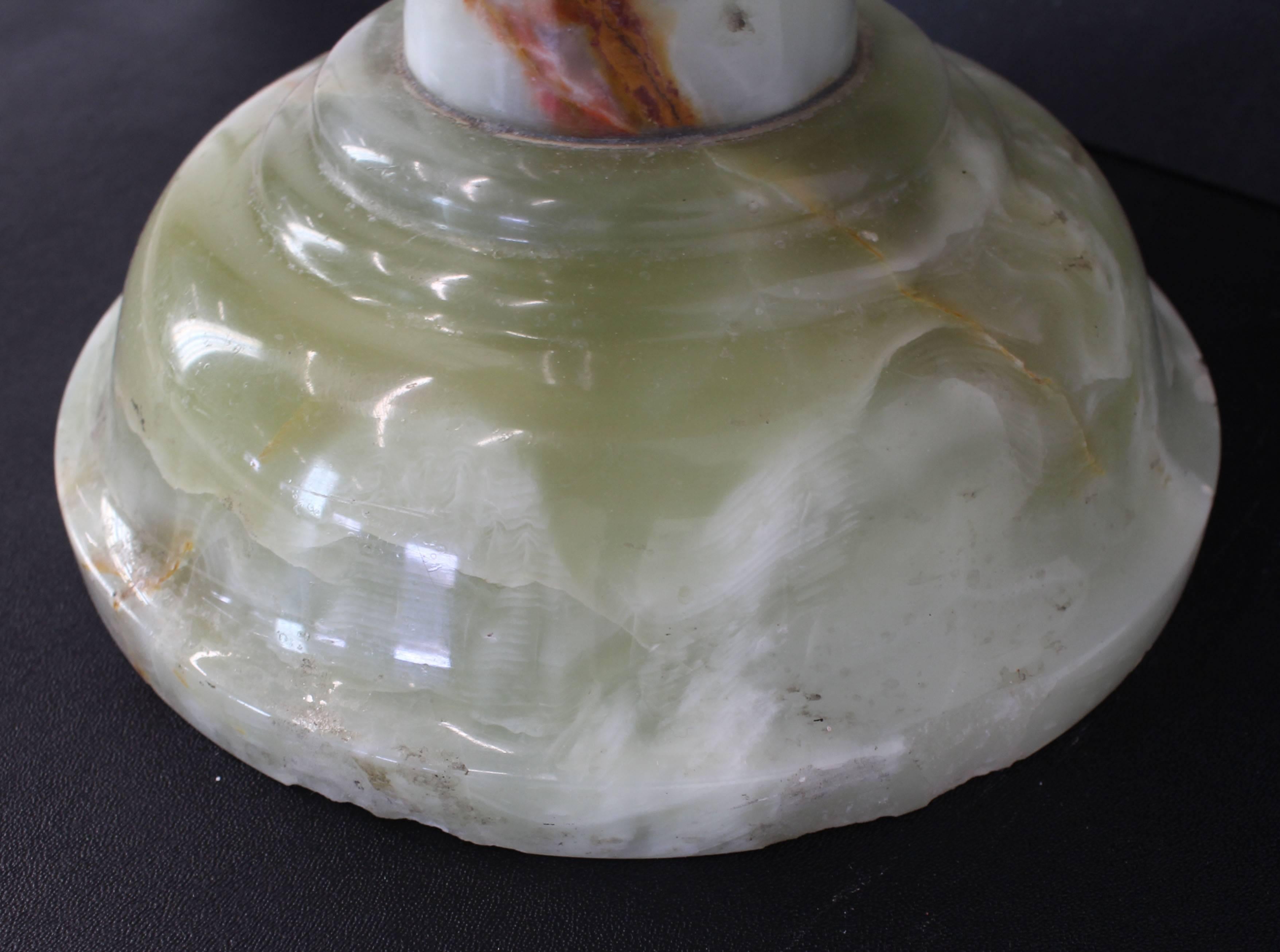 20th Century Round Onyx Side Table Pedestal Turned Base