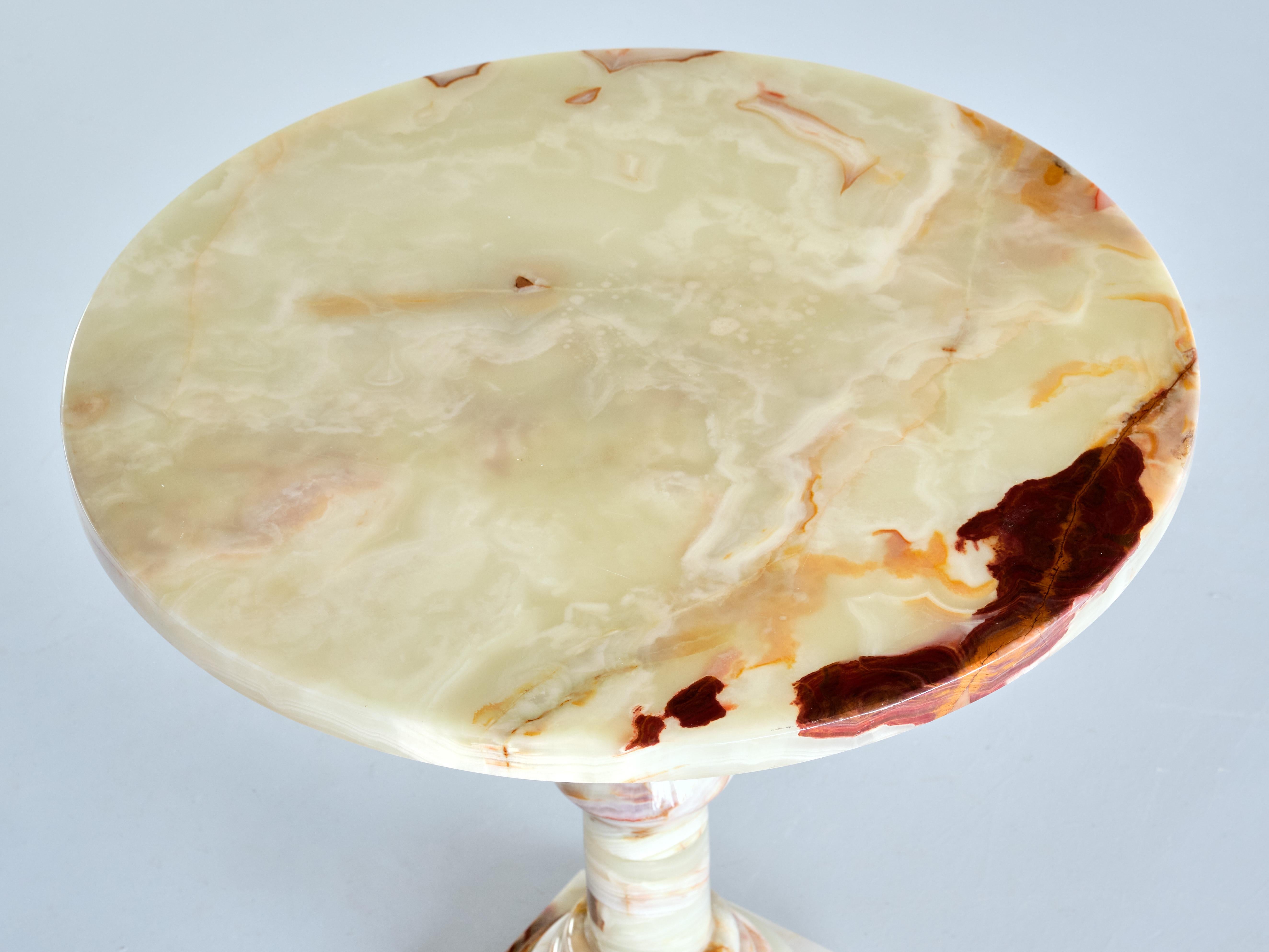 Italian Round Onyx Side Table with Pedestal Base, Italy, 1960s