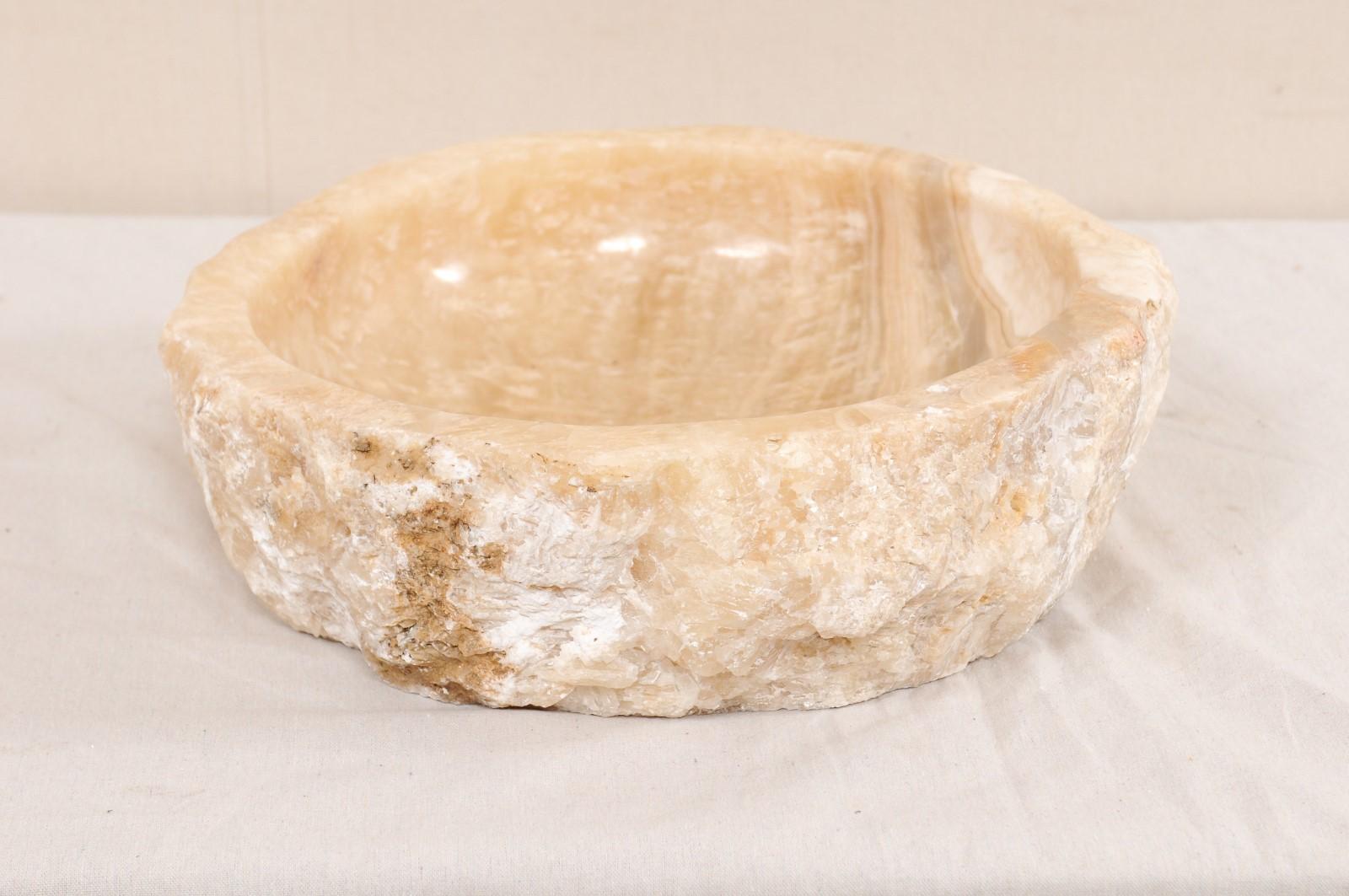 Round Onyx Sink Basin in Cream Color For Sale 3