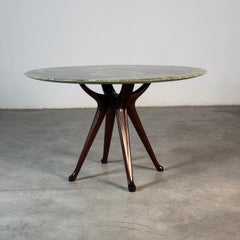 Round Onyx & Solid Walnut Dining Table by Osvaldo Borsani, 1950s