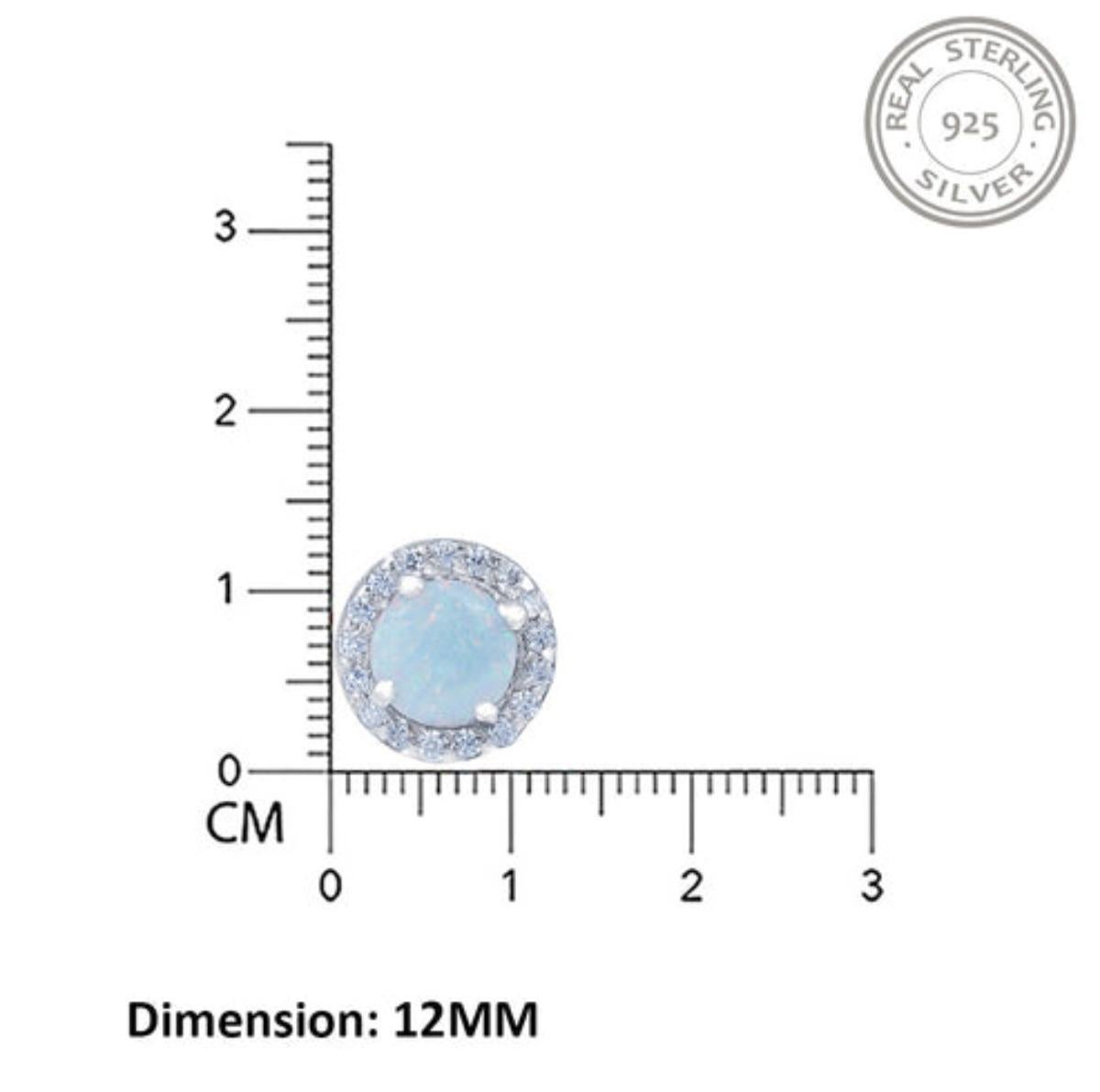 Orecchini tondi con opale e moissanite in argento 925 Regalo unico per lei In condizioni Nuovo a Chicago, IL