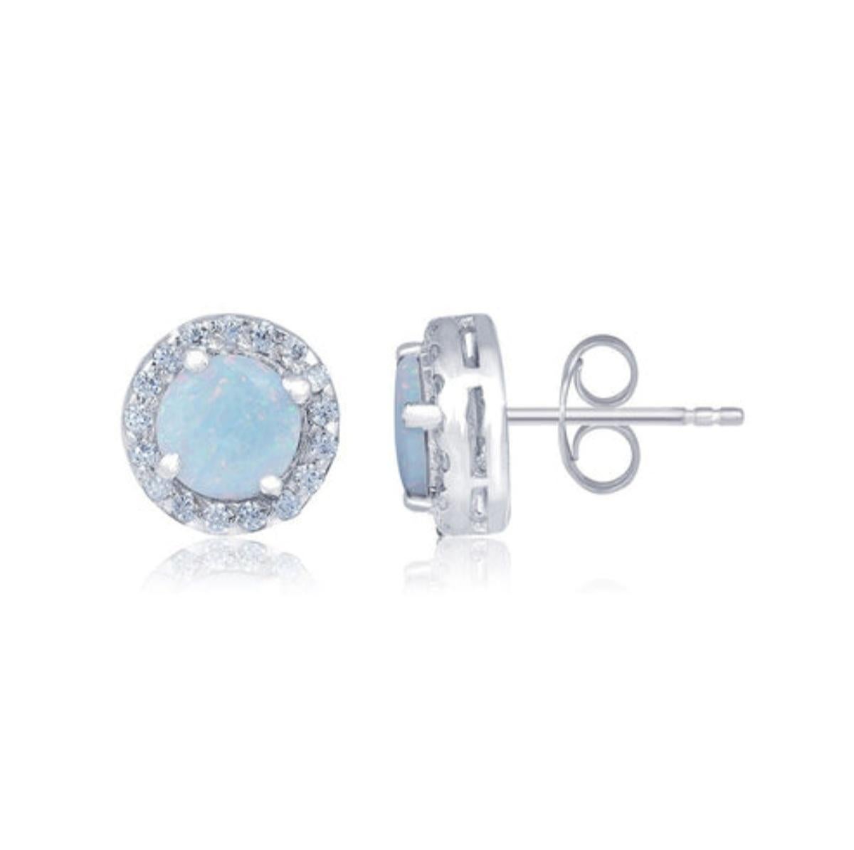 Orecchini tondi con opale e moissanite in argento 925 Regalo unico per lei 1