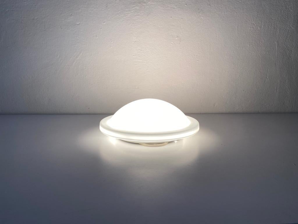Metal Round Opal Glass Wall or Ceiling Lamp by Peill Putzler, 1970s, Germany