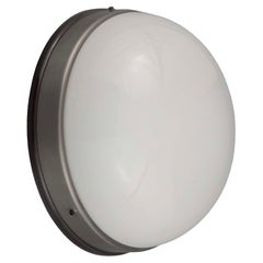 Round Opaline Glass Flush Mount Light, Czechoslovakia, 1950s