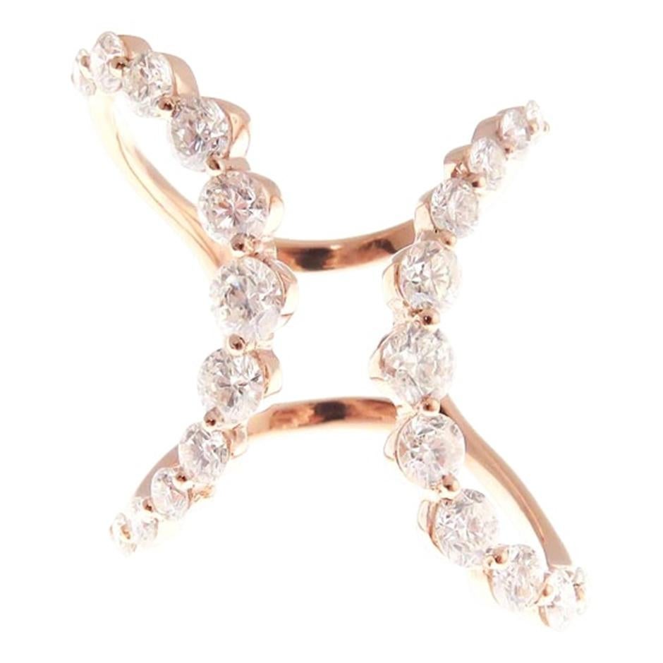 For Sale:  Round Open Diamond Rose Gold Ring 2