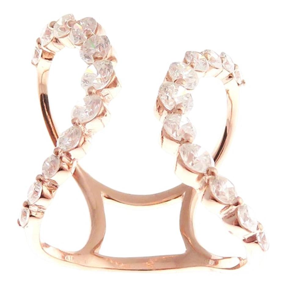 For Sale:  Round Open Diamond Rose Gold Ring 3