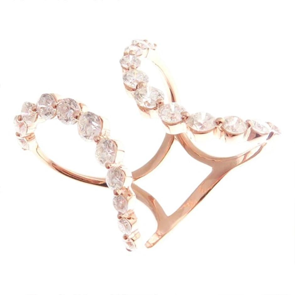 For Sale:  Round Open Diamond Rose Gold Ring 5