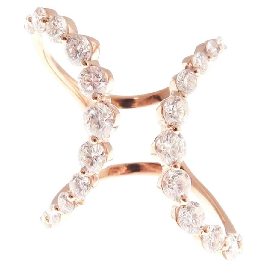 For Sale:  Round Open Diamond Rose Gold Ring