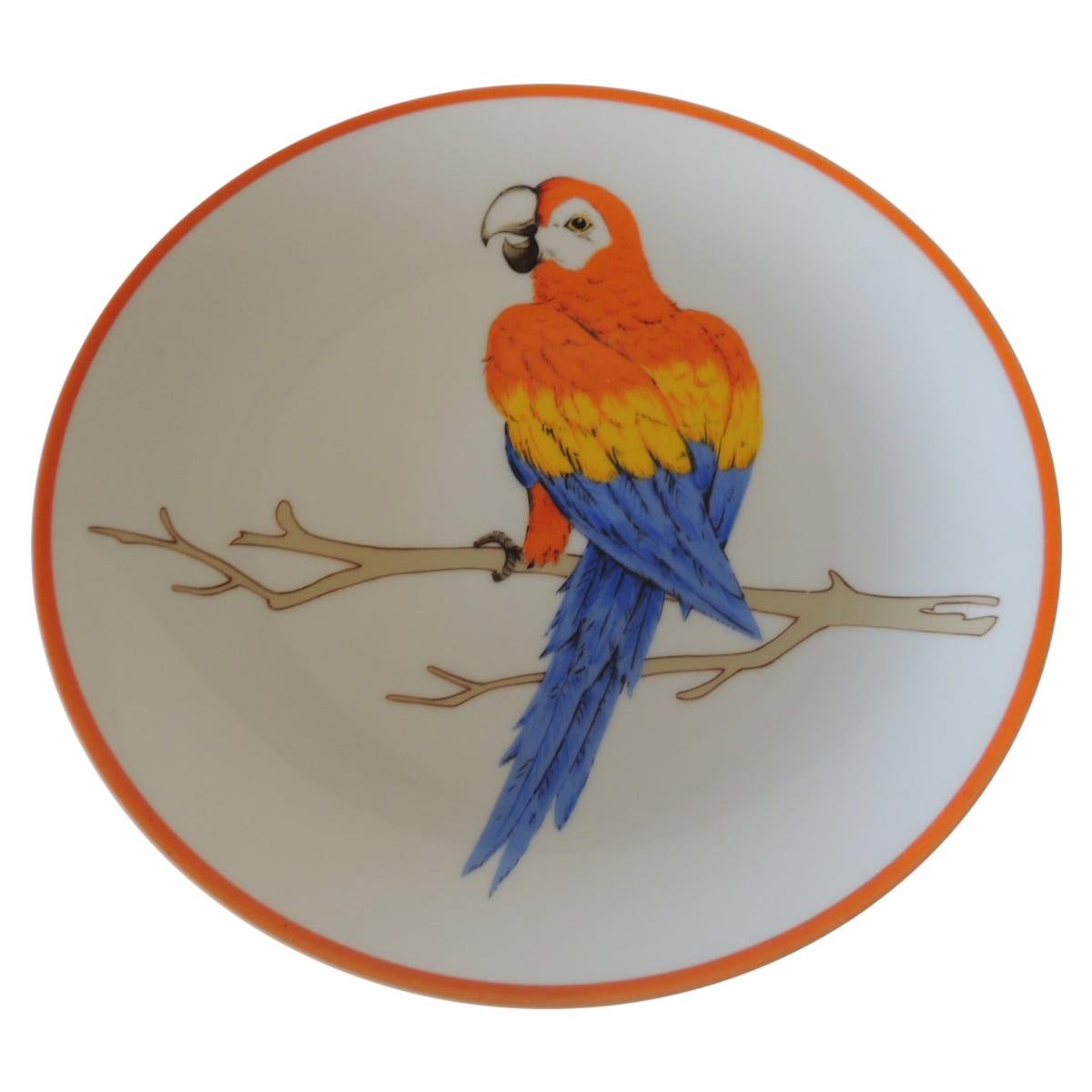 Round Orange and Blue Macaw Parrot Decorative Plate