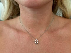 Round Orange Garnet Diamond Halo Flame Necklace 18k White Gold