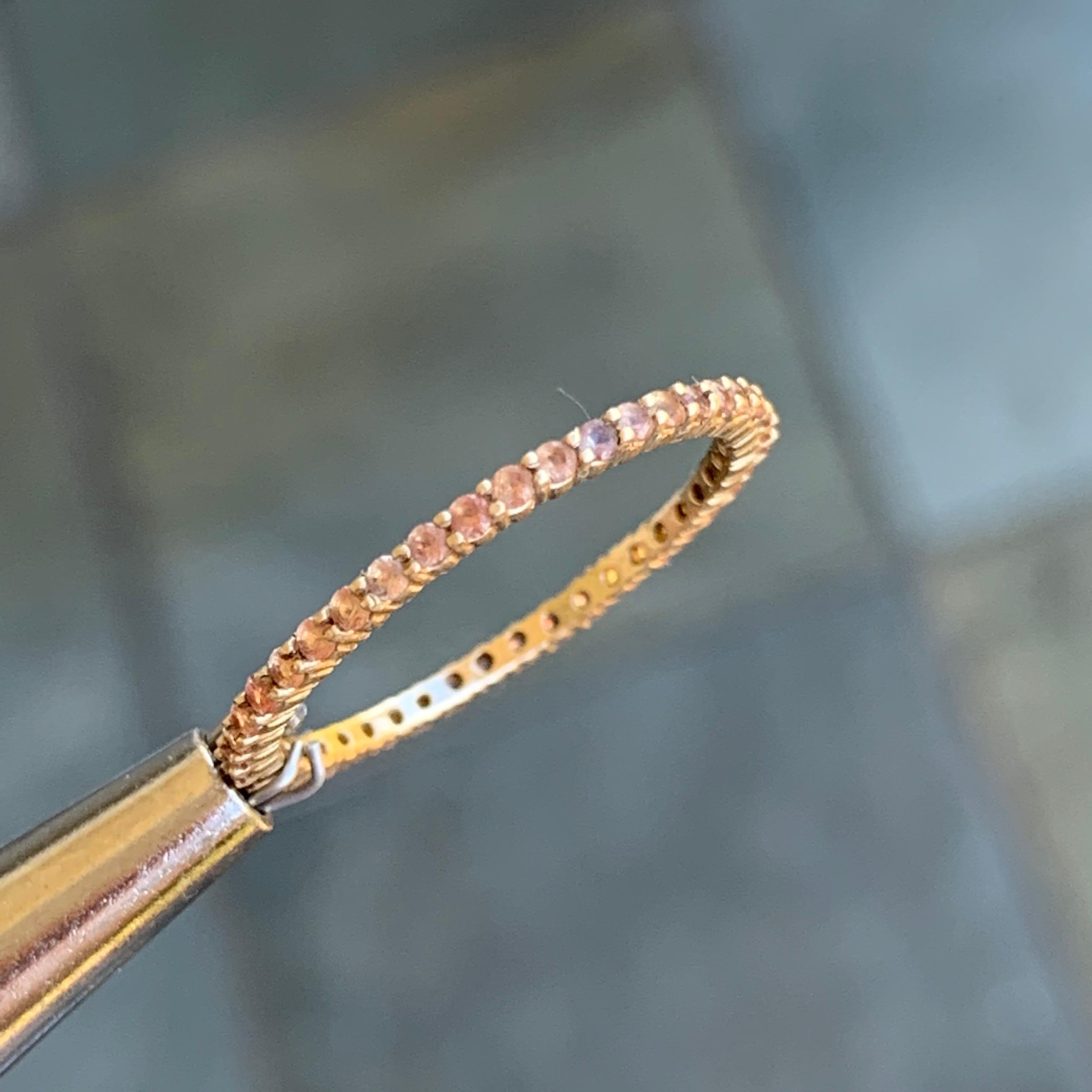 Round Cut Round Orange Sapphire Eternity Band 14 Karat White Gold For Sale