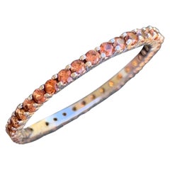 Round Orange Sapphire Eternity Band 14 Karat White Gold