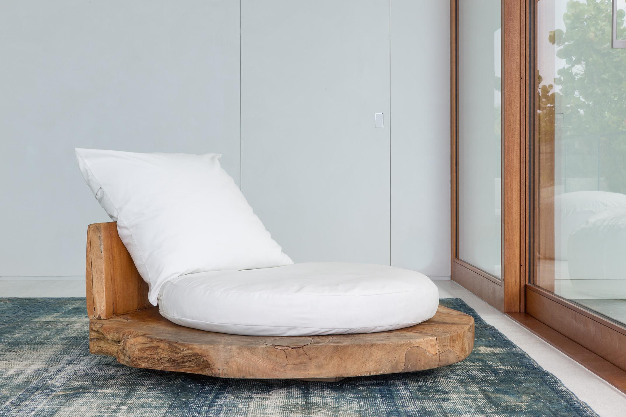 Round Organic Loungers by CEU

Solid pieces of salvaged wood are combined to make bold, organically shaped platforms. Designed for lounging these low seats can be used both in- and outdoors.

- Cushions included

- Sunbrella fabric or linen