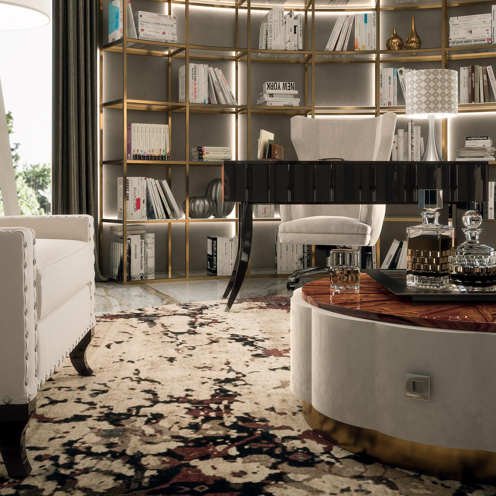 Alliant tradition et modernité, les designs exquis de la nouvelle Collection Oscar s'adaptent à des décors à saveur contemporaine et cosmopolite. Dotée d'éléments sophistiqués, comme le bois de rose santos, cette splendide table basse ronde avec,