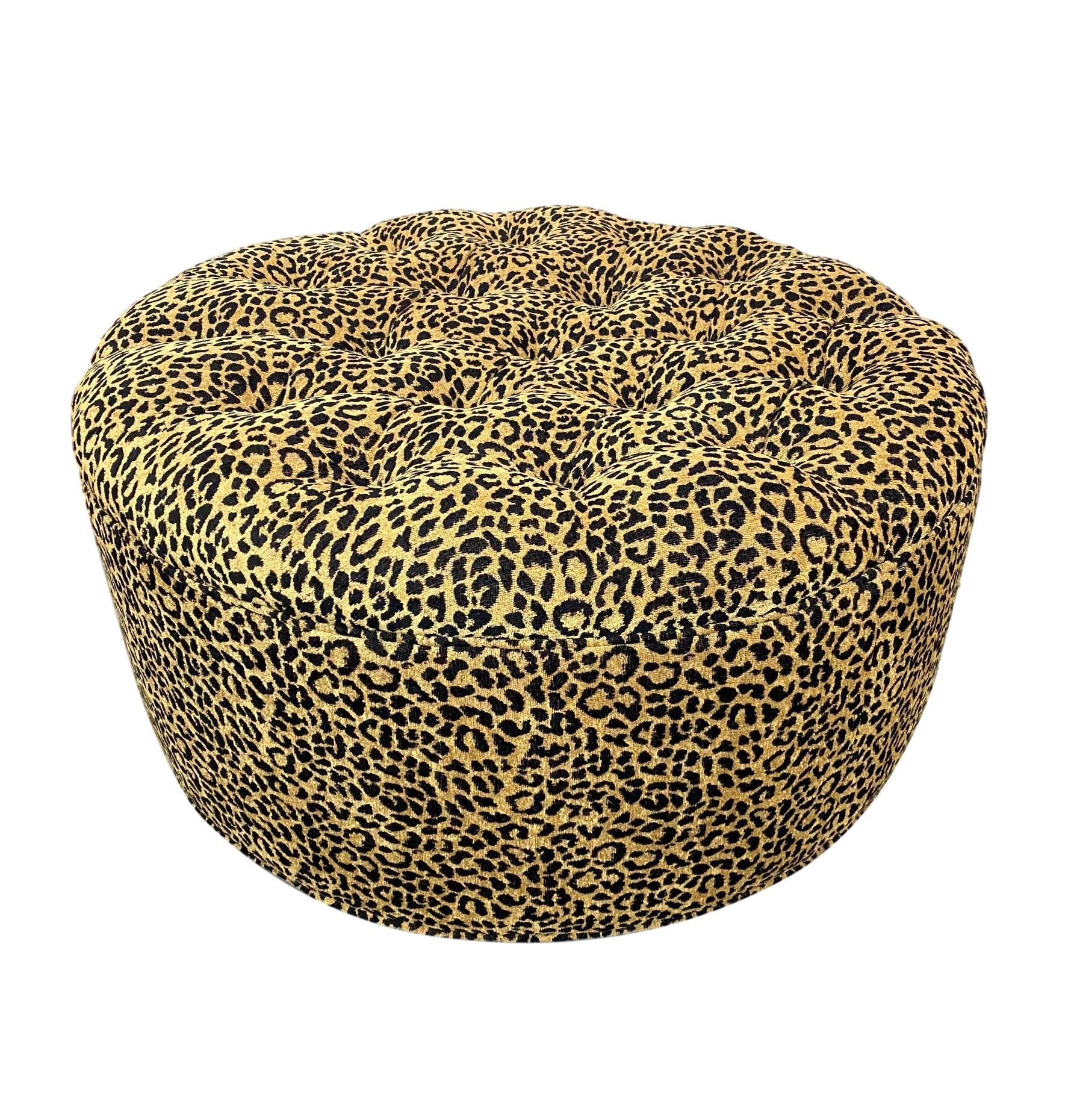 round leopard ottoman