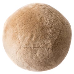 Round Ottoman in Camel Shearling Wool by Moses Nadel