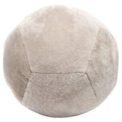 Round Ottoman in Dune Shearling Wool by Moses Nadel
