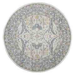 Round Oushak Hand-Knotted Rug
