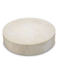 Round Outdoor Coffee Table, Model L, Marble Effect, Modern Design.