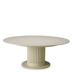 Round Outdoor Coffee Table with Sand Finish and Cream Ceramic Top