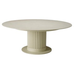 Round Outdoor Coffee Table with Sand Finish and Cream Ceramic Top