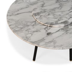 Round Outdoor Dining Table with Carrara Marble Top