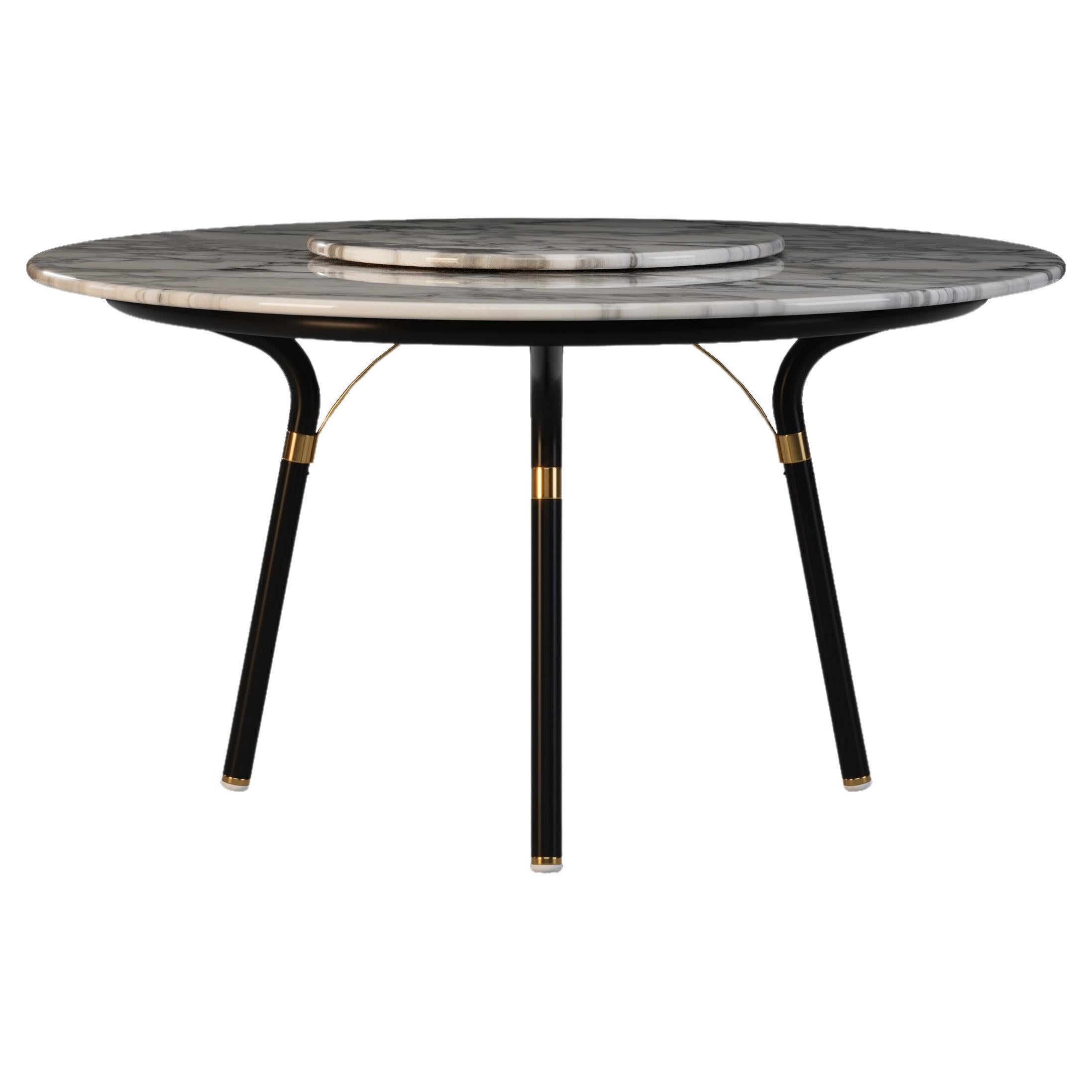 Table de salle à manger d'extérieur avec plateau en marbre de Carrare