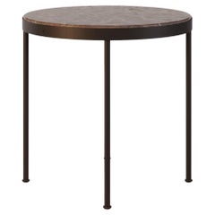 Table de salle à manger ronde de patio avec base en acier inoxydable laqué