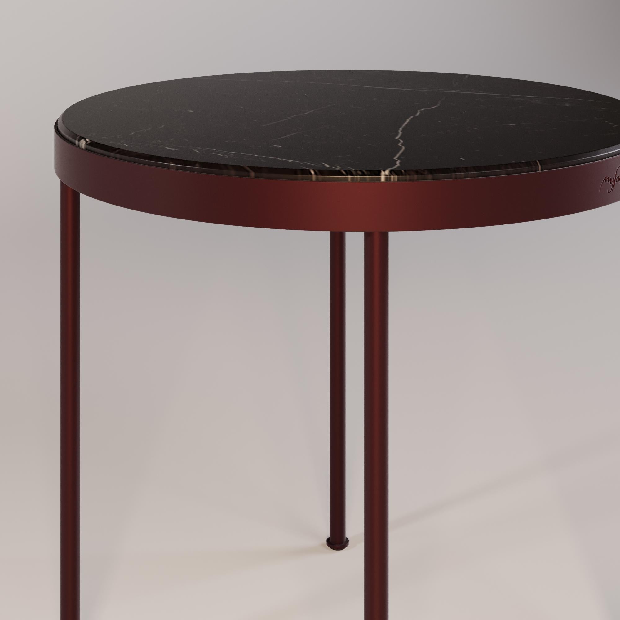 Moderne Table de salle à manger de patio ronde avec surface en marbre en vente