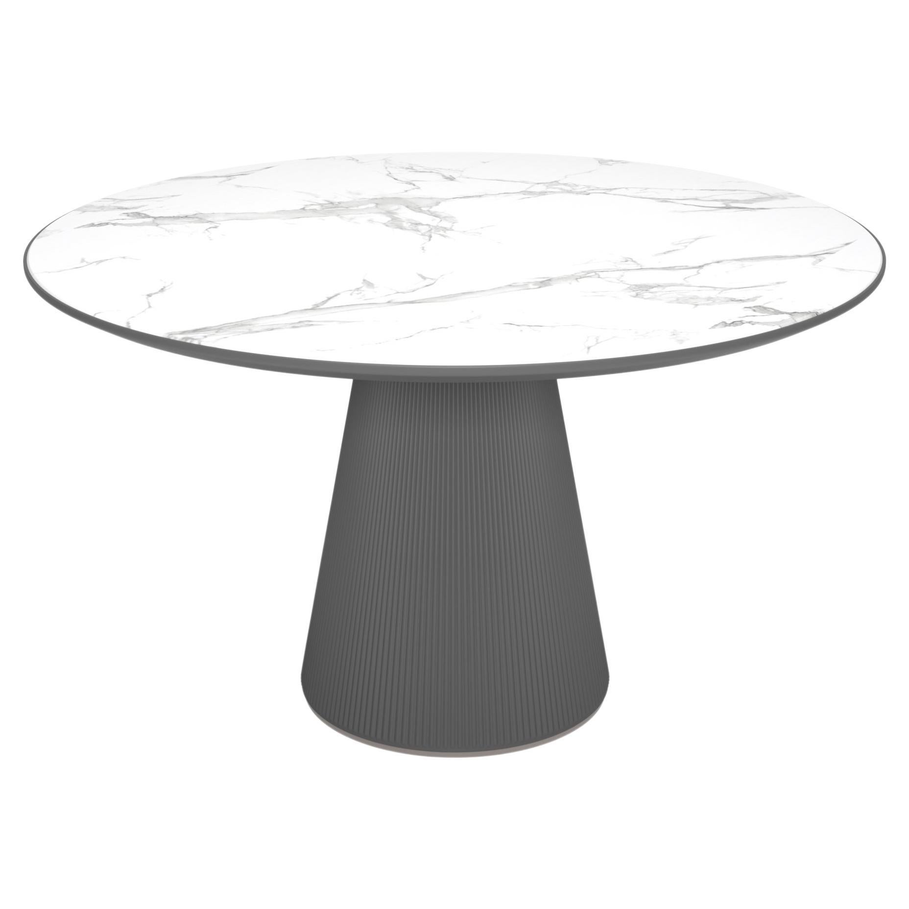 Round Outdoor Fiberglass Eleanor Dining Table With Dekton For Sale
