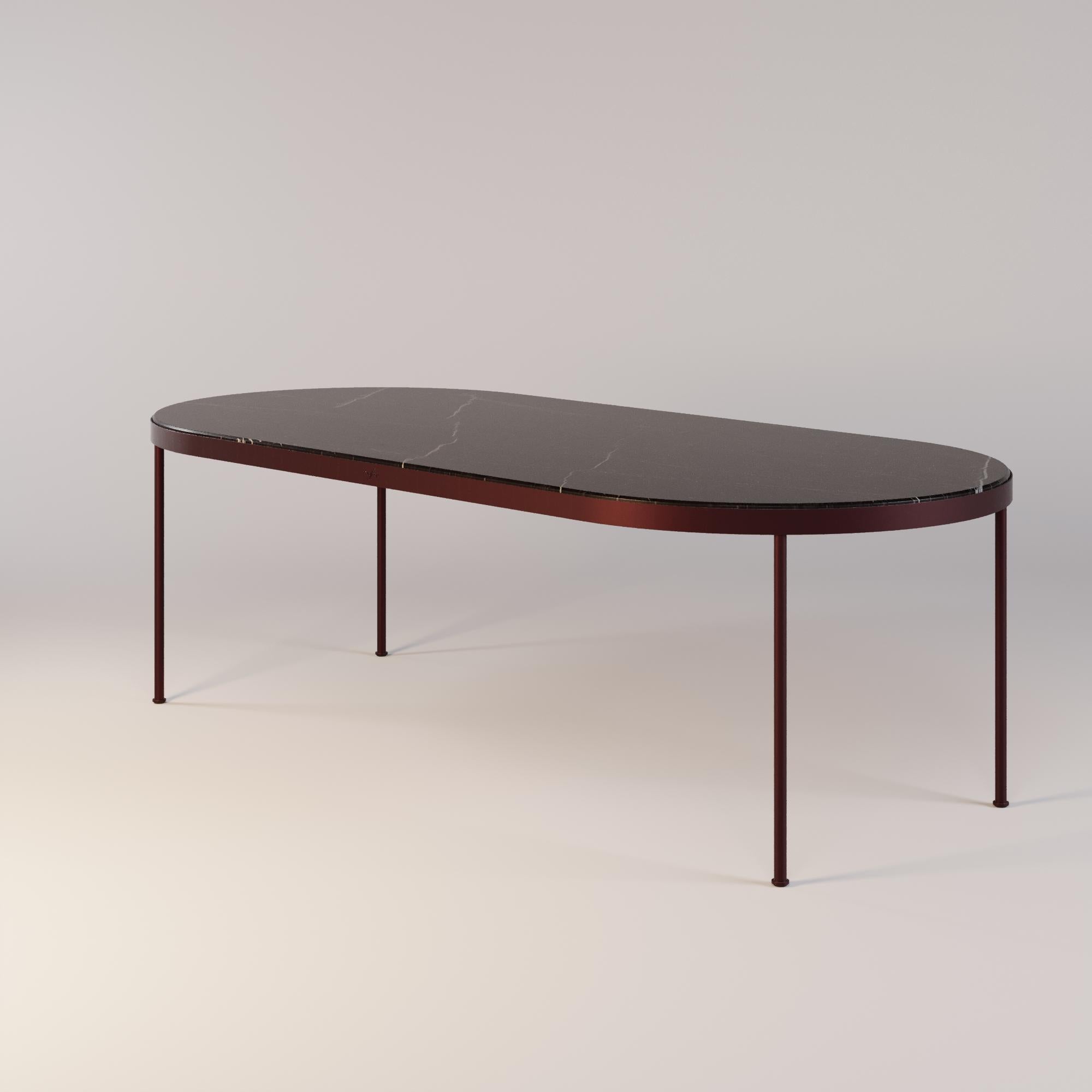 Moderne Table de salle à manger de patio ronde avec surface en marbre en vente