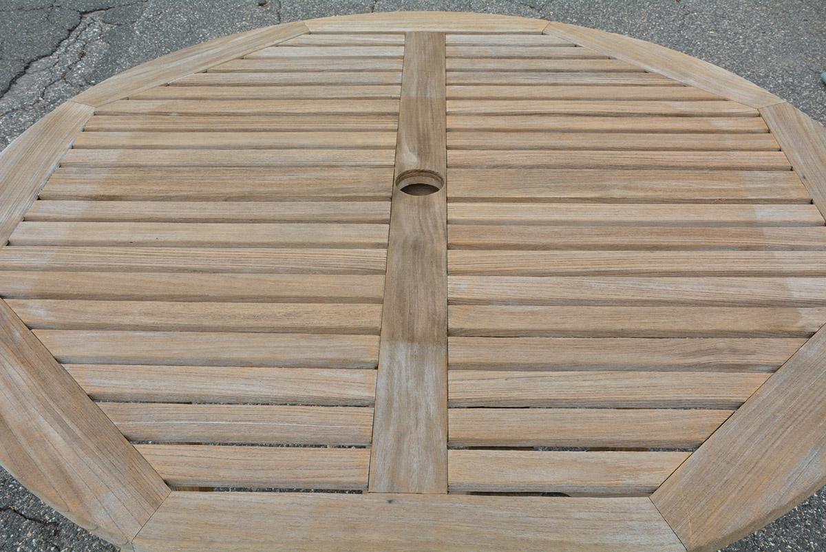 20th Century Round Outdoor Patio Teak Wood Dining Table