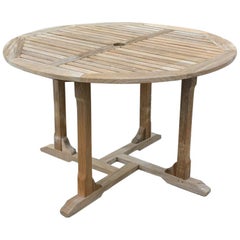 Used Round Outdoor Patio Teak Wood Dining Table