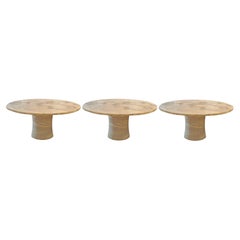 Round Outdoor Table, Hand-Carved Sandstone Round Outdoor Table by S. Odegard