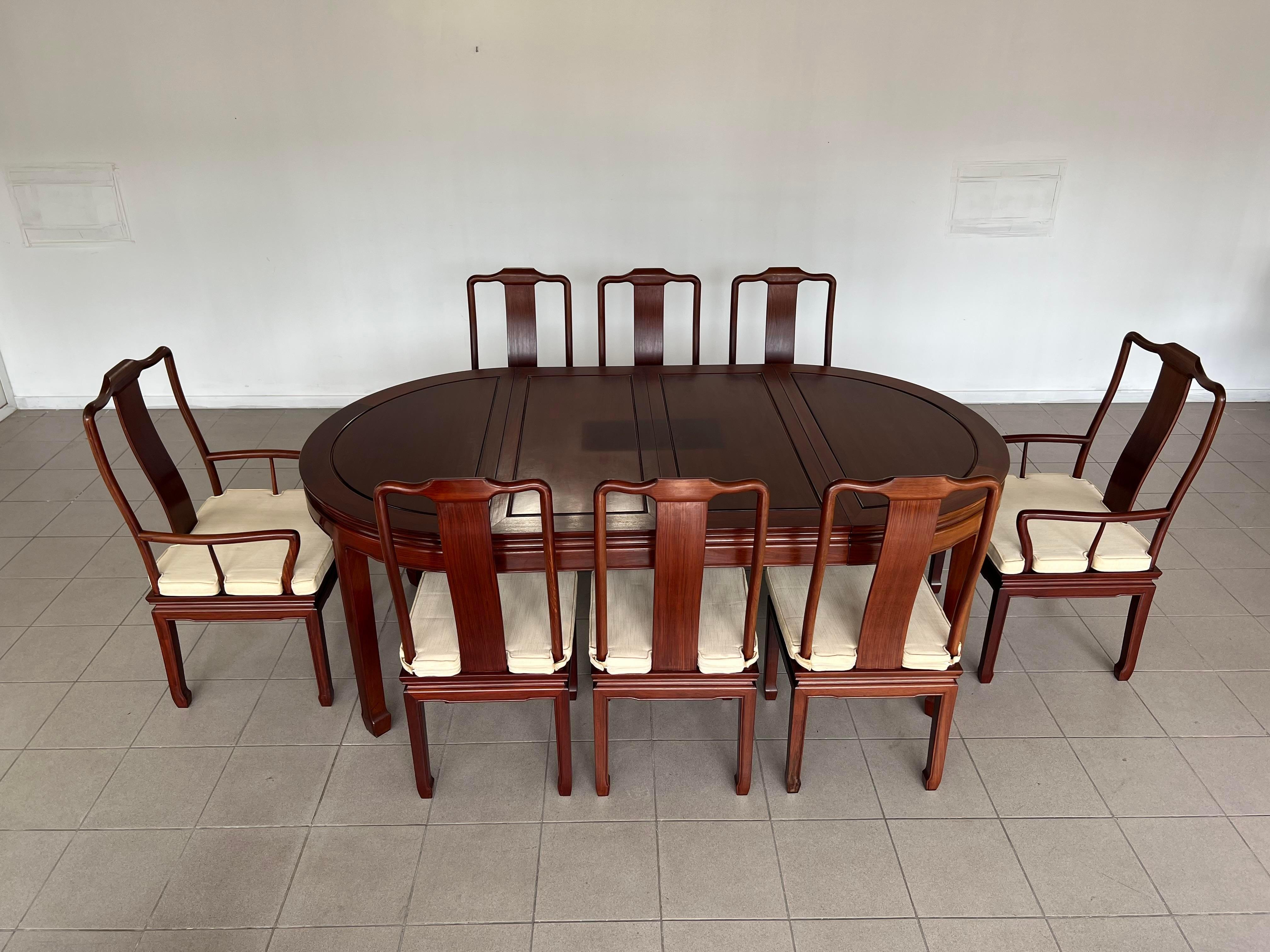 Table de salle à manger ronde/ovale extensible en bois de rose de style chinois Ming en vente 6