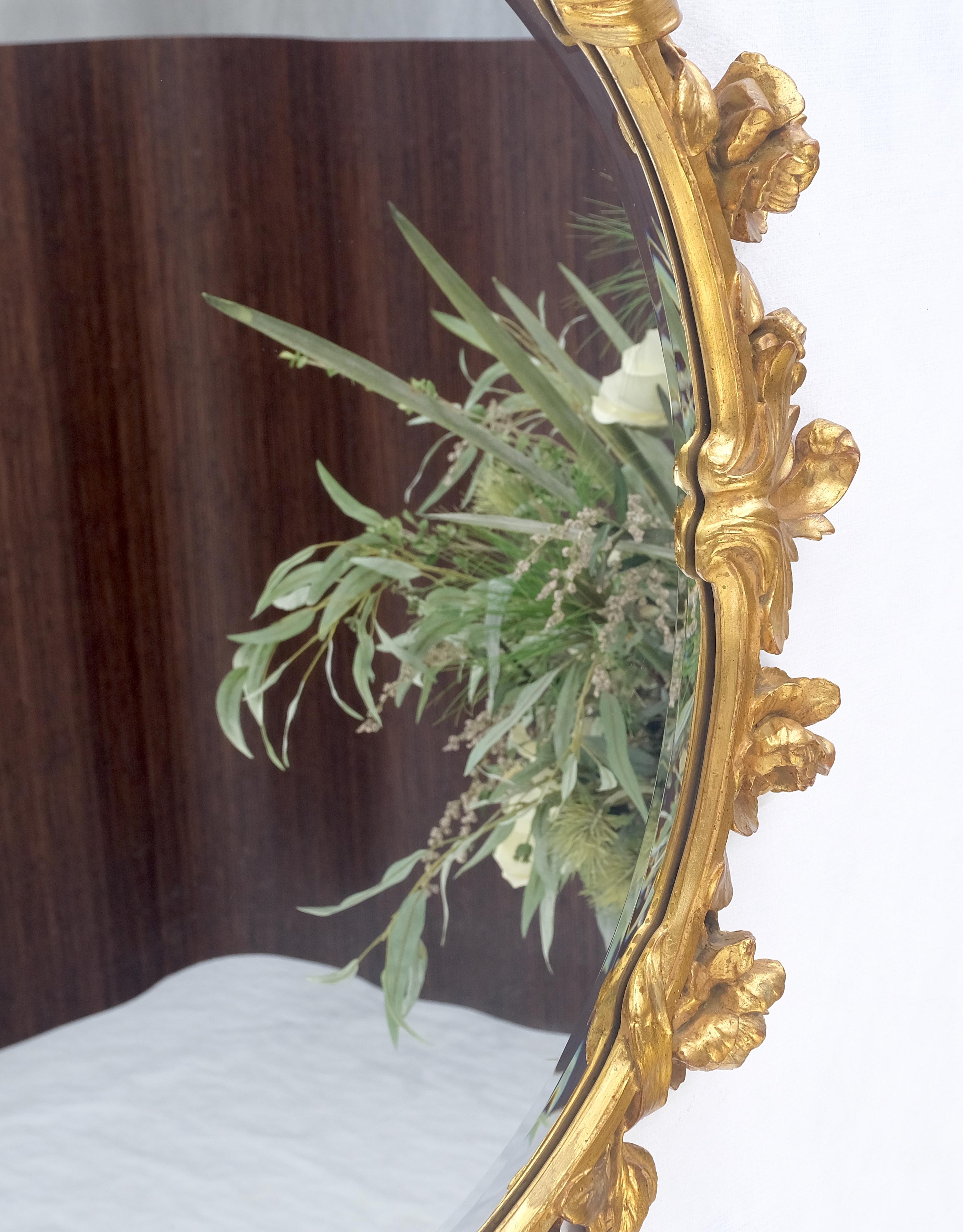 Round Oval Gold Gilt Gesso Mirror Fine Detail Flowers and Leafs MINT! For Sale 1